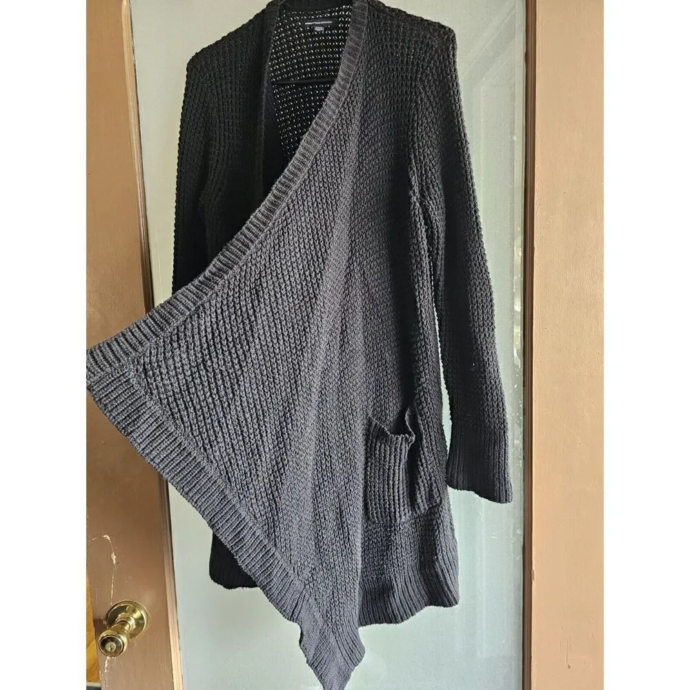 American Eagle womens size Small chunky knit cardigan‎ open front Black